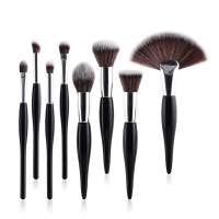 2019 Hot Sale Professional Private Label Makeup Brush 8 Piece Black Handle And Black  Hair Makeup Brush Set