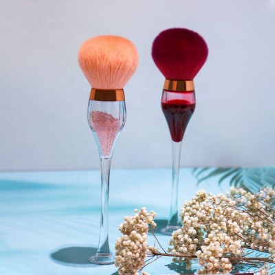 Wholesale Custom Logo Red Wine Glass Professional Makeup Brush Face Makeup Tool Goblet Loose Powder Makeup Brush